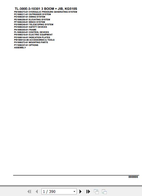Tadano Truck Crane TL 300E 3 10301 3 Boom Jib KG510S Parts Catalog 1