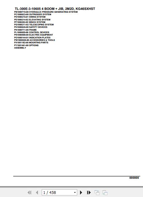 Tadano Truck Crane TL 300E 3 10605 4 Boom Jib 2M2D KG46SXHST Parts Catalog 1