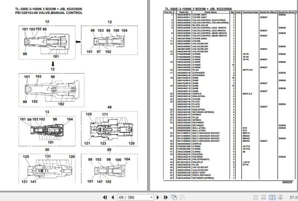 Tadano Truck Crane TL 300E 3 10806 3 Boom Jib KG520SN Parts Catalog 2