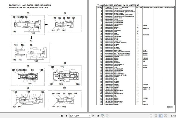 Tadano Truck Crane TL 300E 3 11106 3 Boom 1M1D KG533PNS Parts Catalog 2