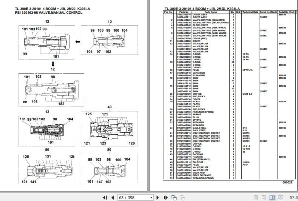 Tadano Truck Crane TL 300E 3 20101 4 Boom Jib 2M2D K303LA Parts Catalog 2