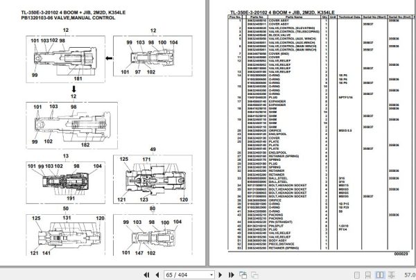 Tadano Truck Crane TL 350E 3 20102 4 Boom Jib 2M2D K354LE Parts Catalog 2