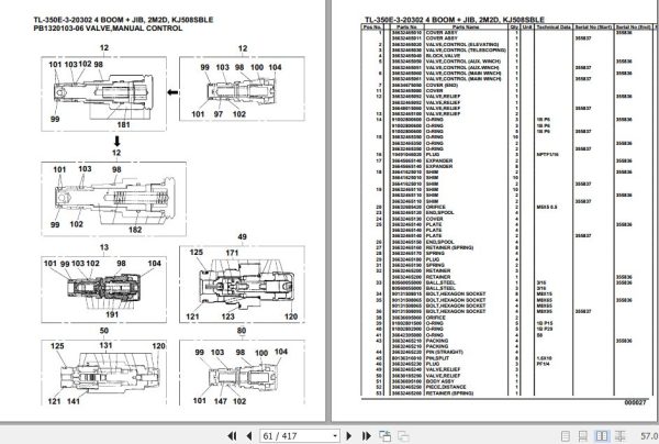 Tadano Truck Crane TL 350E 3 20302 4 Boom Jib 2M2D K354LE Parts Catalog 2