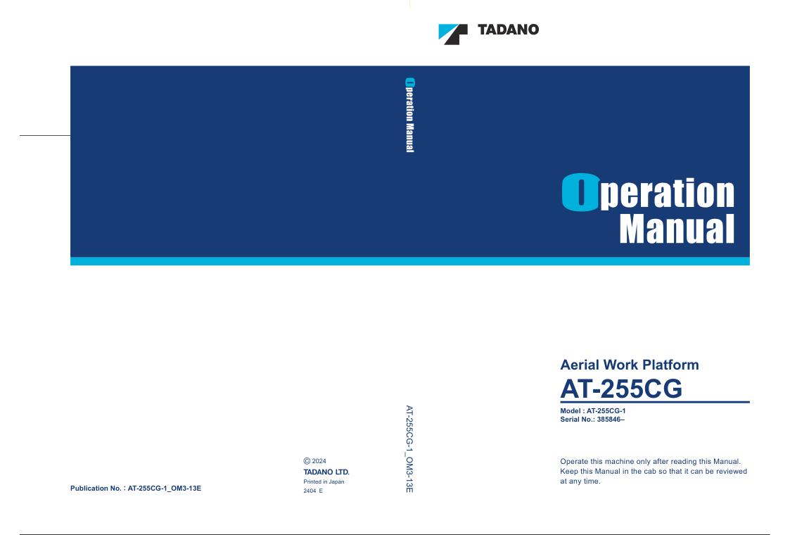 Tadano Work Platform AT 255CG 1 Operation Manual AT 255CG 1 OM3 13E 1