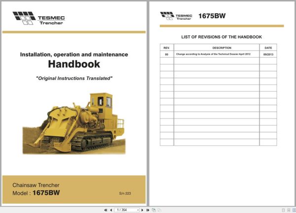 Tesmec Chainsaw Trencher 1675BW Operation and Maintenance Manual 1