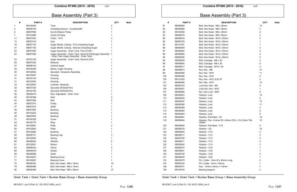 Versatile Combine RT490 Parts Catalog 2015 2016 1