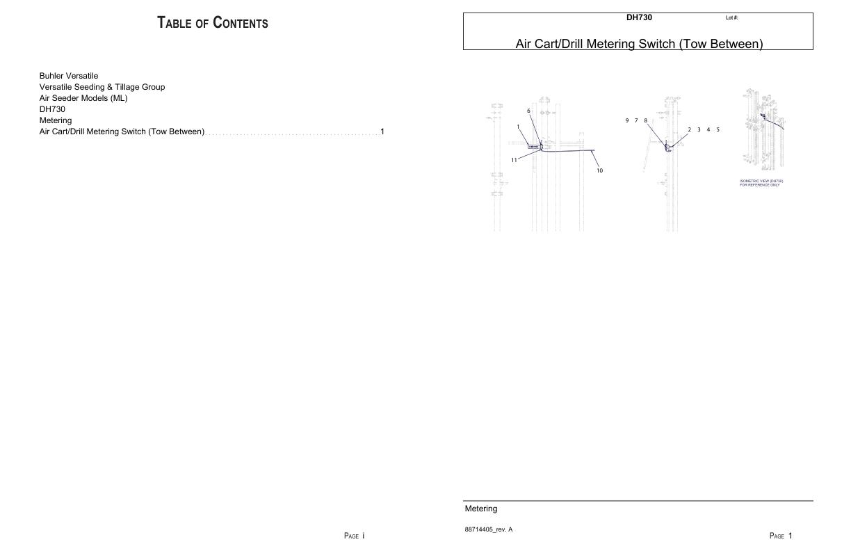 Versatile Seeding Tillage DH730 Parts Catalog 1