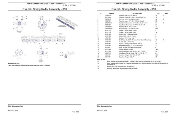 Versatile Seeding Tillage HSCD 25W to 40W Fury HS Parts Catalog 2020 2