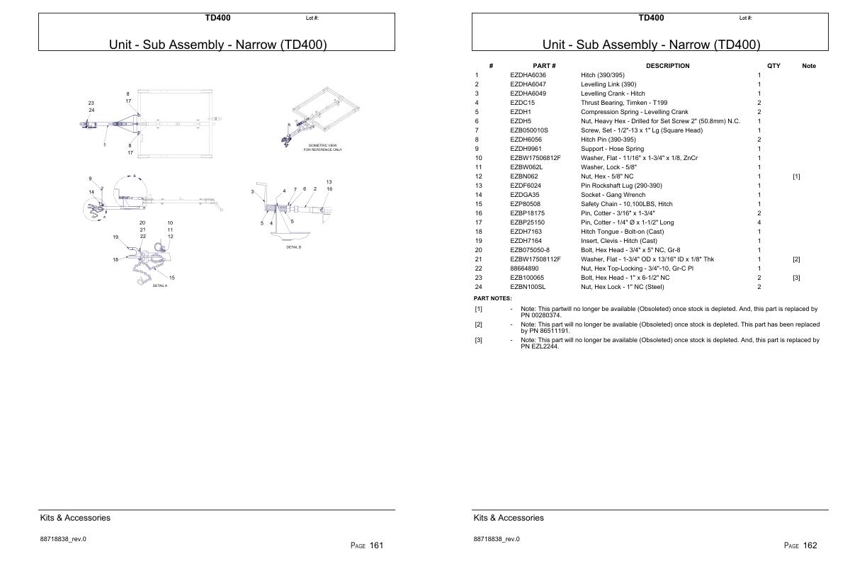 Versatile Seeding Tillage TD400 Parts Catalog 1