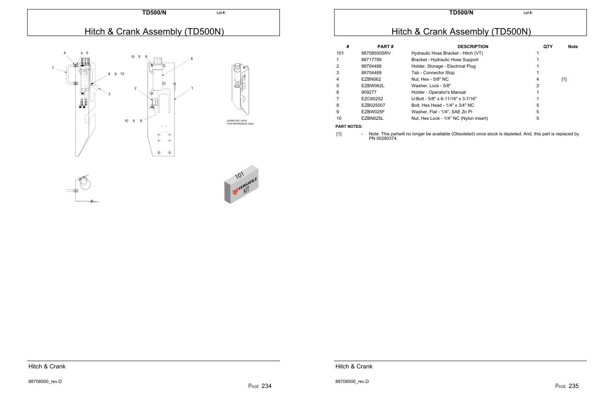 Versatile Seeding Tillage TD500 TD500N Parts Catalog 1