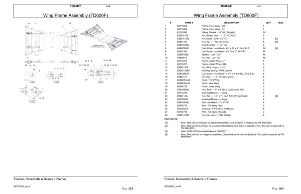 Versatile Seeding Tillage TD600 TD600F Parts Catalog 1
