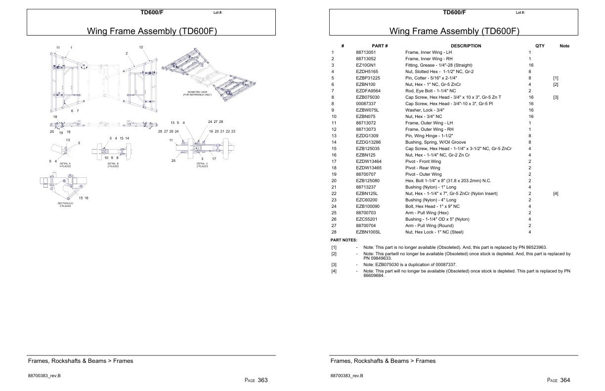 Versatile Seeding Tillage TD600 TD600F Parts Catalog 1