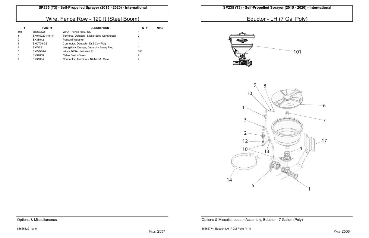 Versatile SelfPropelled Sprayer SP235 T3 International Parts Catalog