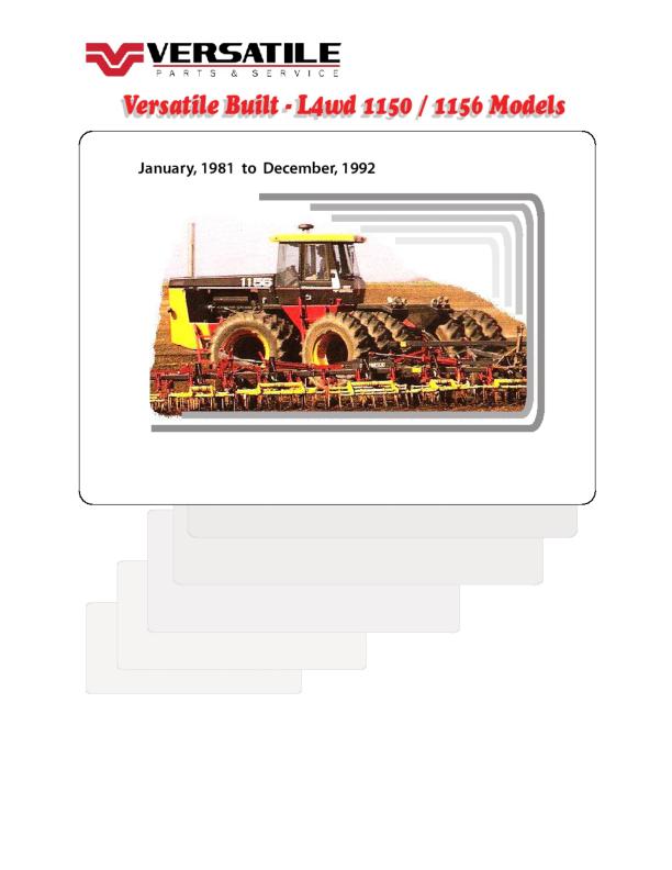 Versatile Tractor 1156V Large 4WD Parts Catalog 1986 1992 1
