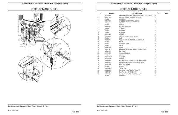 Versatile Tractor 150V Series 2 4WD Parts Catalog 1981 2
