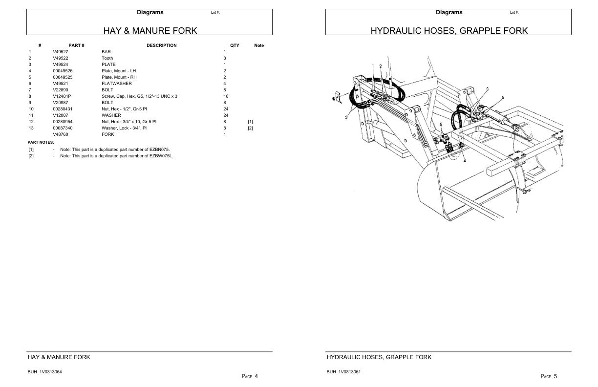 Versatile Tractor 160V Loader Attachments Parts Catalog 1981 1983 1