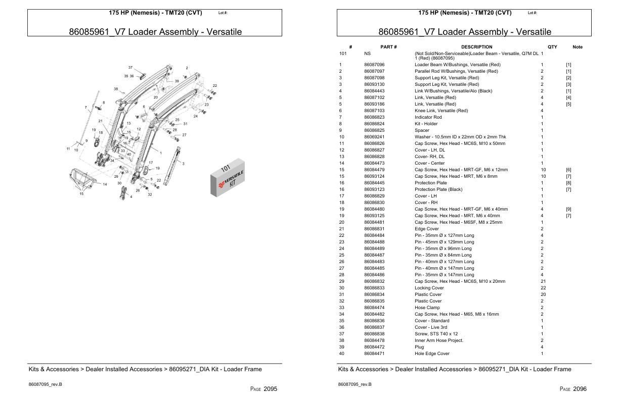 Versatile Tractor 175 HP Nemesis TMT20 CVT Parts Catalog 1