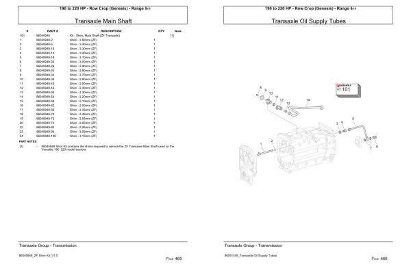 Versatile Tractor 190 to 220 HP Row Crop Genesis Range 1 Parts Catalog 2