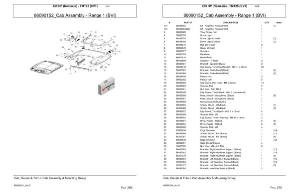 Versatile Tractor 235 HP Nemesis TMT25 CVT Parts Catalog 1