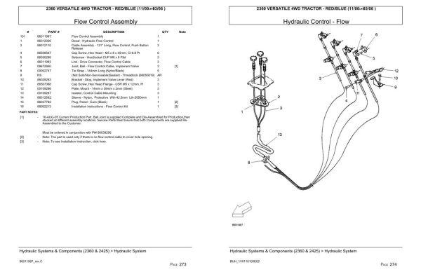Versatile Tractor 2360 4WD Red Blue Parts Catalog 2000 2006 2