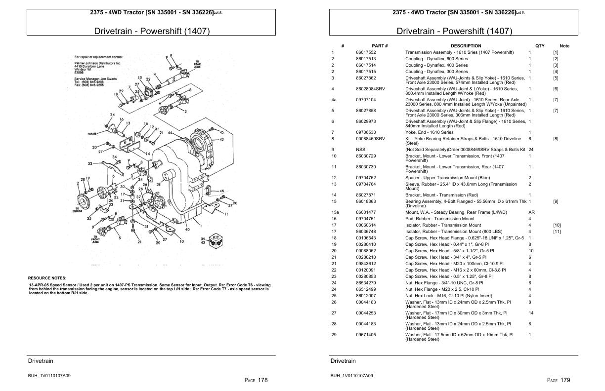 Versatile Tractor 2375 4WD Tractor 335001 336226 Parts Catalog 1