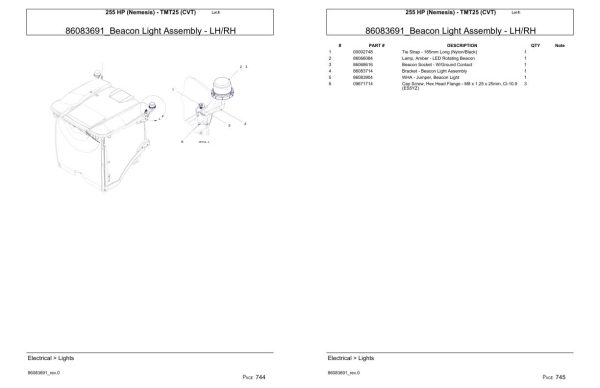 Versatile Tractor 255 HP Nemesis TMT25 CVT Parts Catalog 1