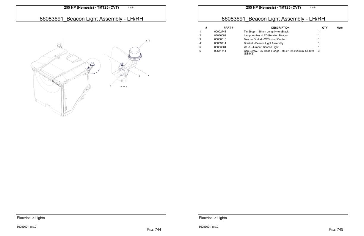 Versatile Tractor 255 HP Nemesis TMT25 CVT Parts Catalog 1
