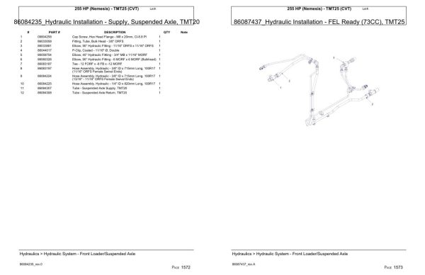 Versatile Tractor 255 HP Nemesis TMT25 CVT Parts Catalog 2