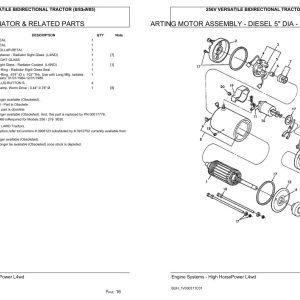 Versatile Tractor 256V Bidirectional Parts Catalog 1983 1985 1