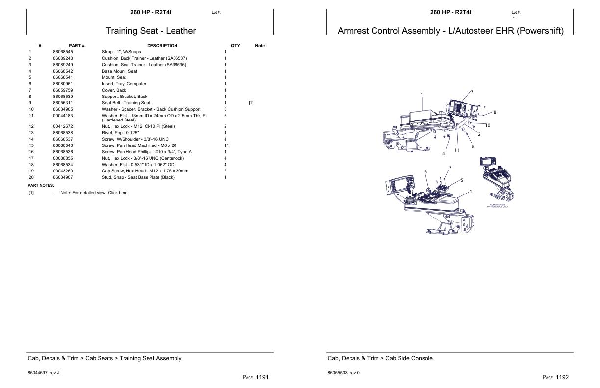 Versatile Tractor 260 HP R2T4i Parts Catalog 1