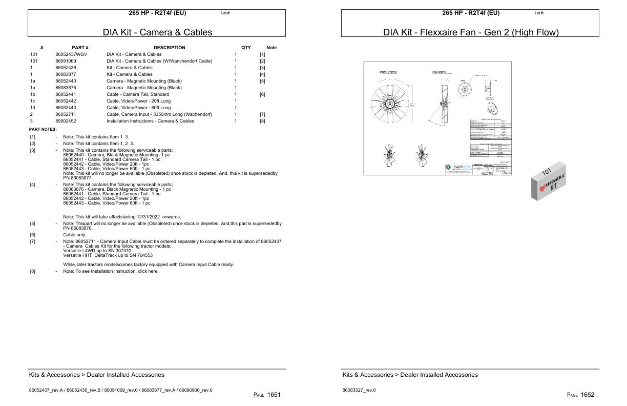 Versatile Tractor 265 HP R2T4f EU Parts Catalog 1