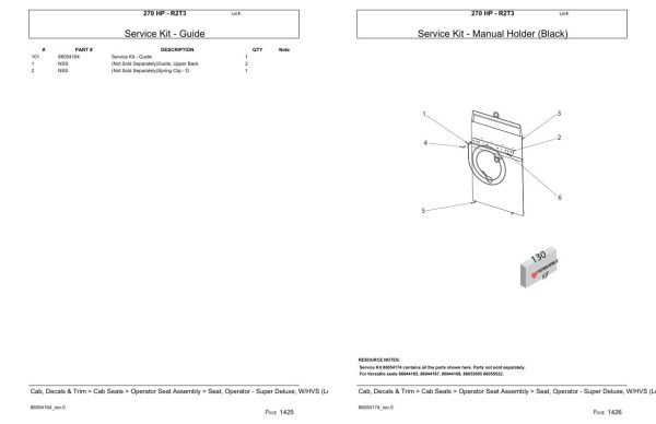 Versatile Tractor 270 HP R2T3 Parts Catalog 1