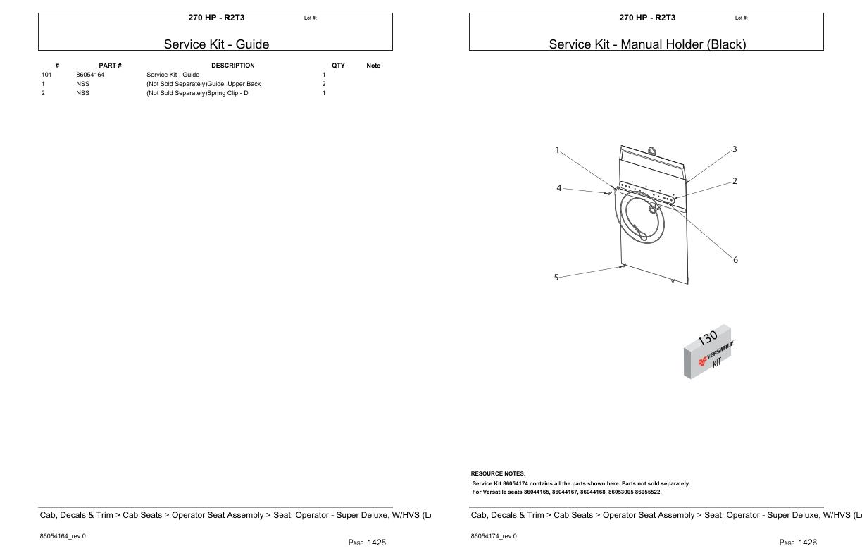 Versatile Tractor 270 HP R2T3 Parts Catalog 1