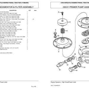 Versatile Tractor 276II Bidirectional Parts Catalog 1988 1990 1