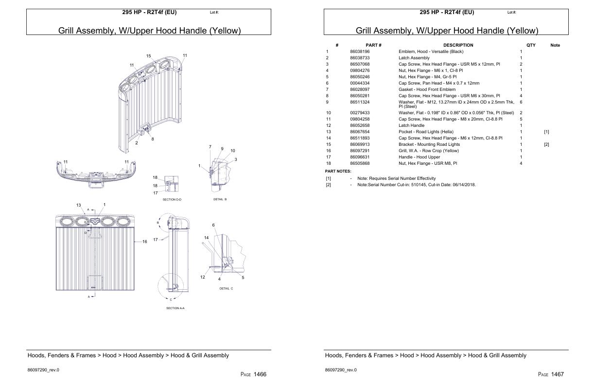 Versatile Tractor 295 HP R2T4f EU Parts Catalog 1