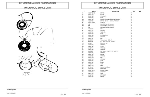 Versatile Tractor 300V Large 4WD Parts Catalog 1973 2