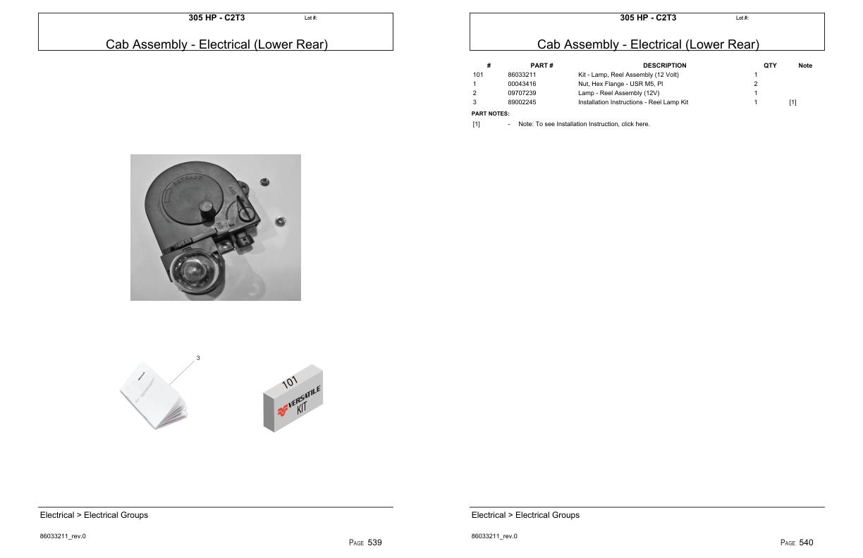 Versatile Tractor 305 HP C2T3 Parts Catalog 1