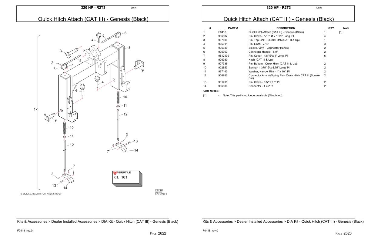 Versatile Tractor 320 HP R2T3 Parts Catalog 1