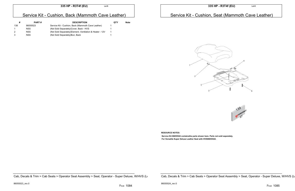 Versatile Tractor 335 HP R3T4f EU Parts Catalog 1