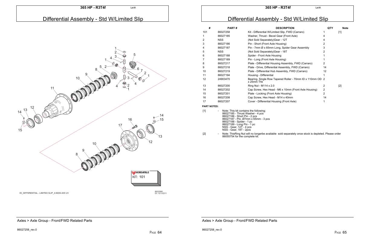 Versatile Tractor 365 HP R3T4f Parts Catalog 1