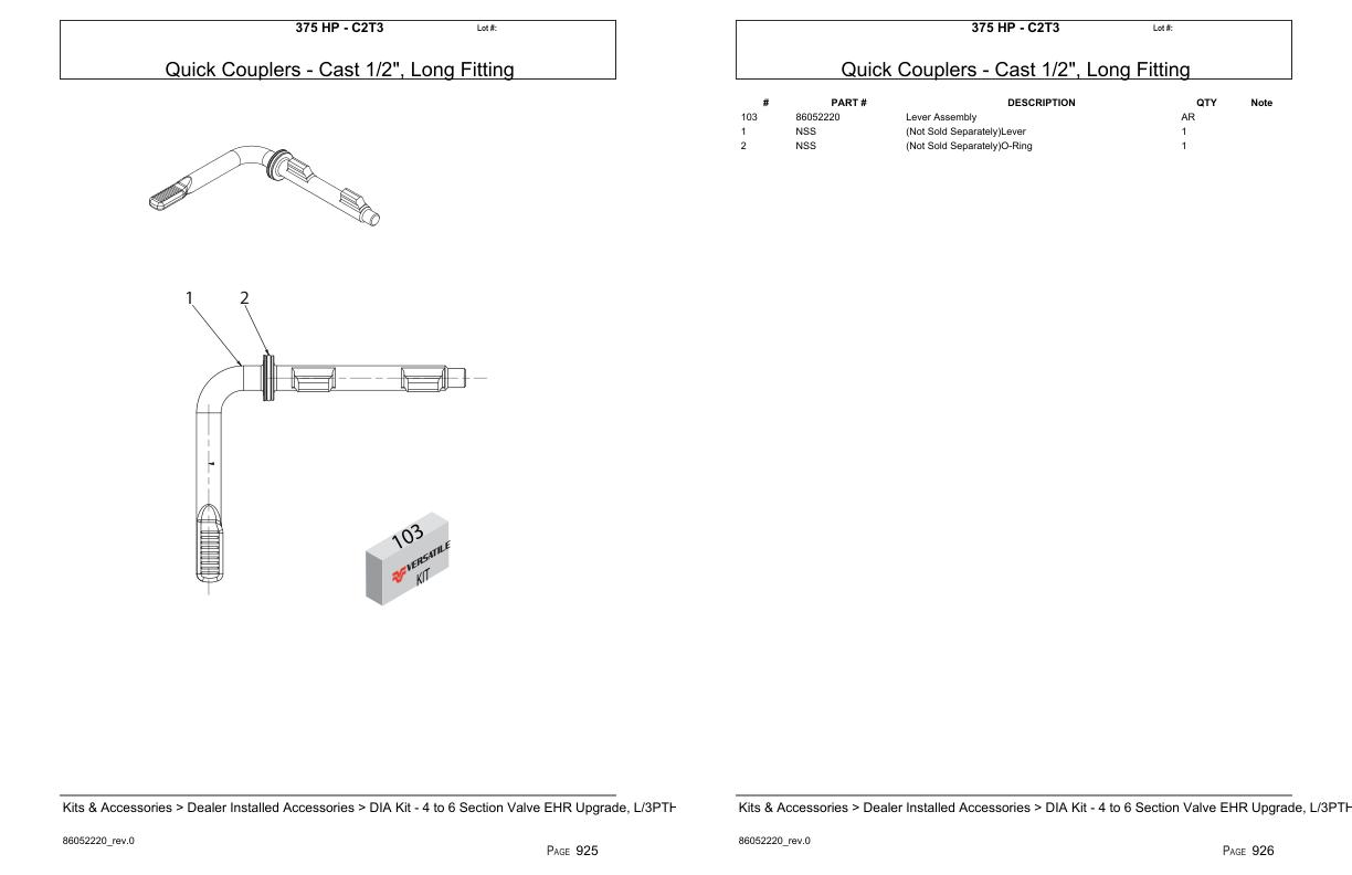 Versatile Tractor 375 HP C Parts Catalog 1