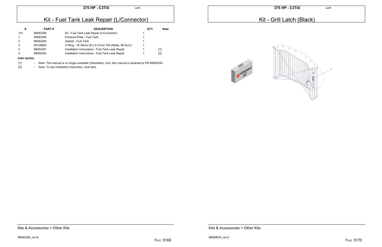 Versatile Tractor 375 HP C3T4i Parts Catalog 1
