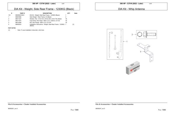 Versatile Tractor 380 HP C3T4f Parts Catalog 2022 1