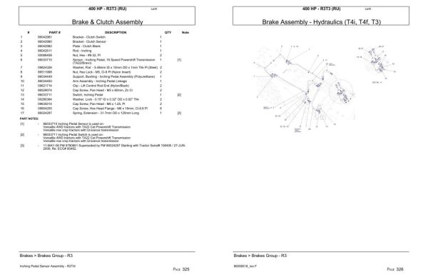 Versatile Tractor 400 HP R3T3 RU Parts Catalog 1