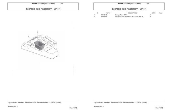 Versatile Tractor 430 HP C3T4f Parts Catalog 2022 1