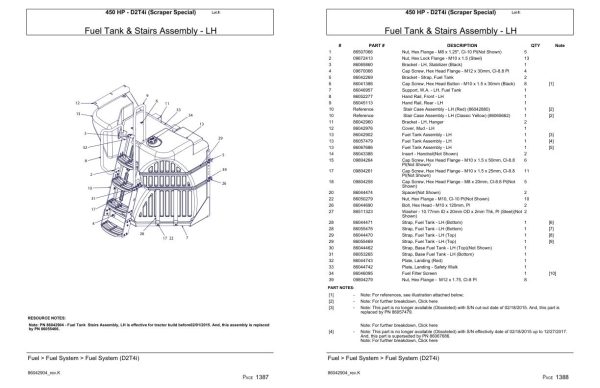 Versatile Tractor 450 HP D2T4i Scraper Special Parts Catalog 2