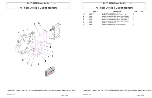 Versatile Tractor 460 HP D2T3 Scraper Special Parts Catalog 2