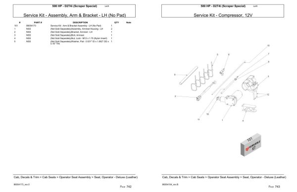 Versatile Tractor 500 HP D2T4i Scraper Special Parts Catalog 1