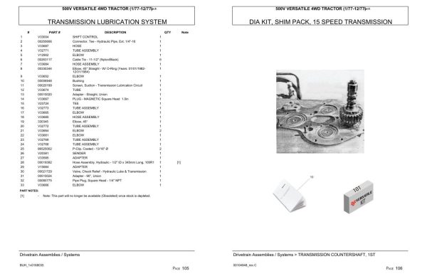 Versatile Tractor 500V 4WD Parts Catalog 1977 2
