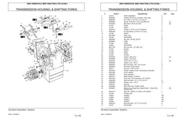 Versatile Tractor 500V 4WD Parts Catalog 1978 1979 2